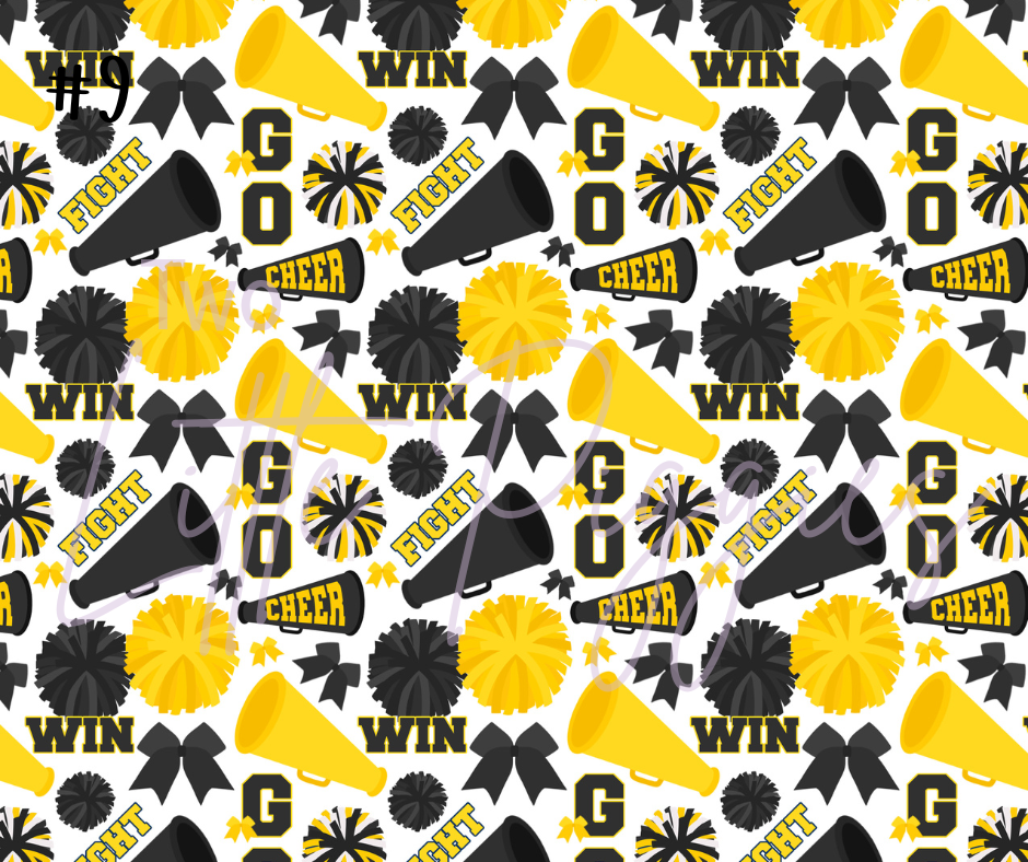Printed Vinyl - Cheer - Yellow and Black