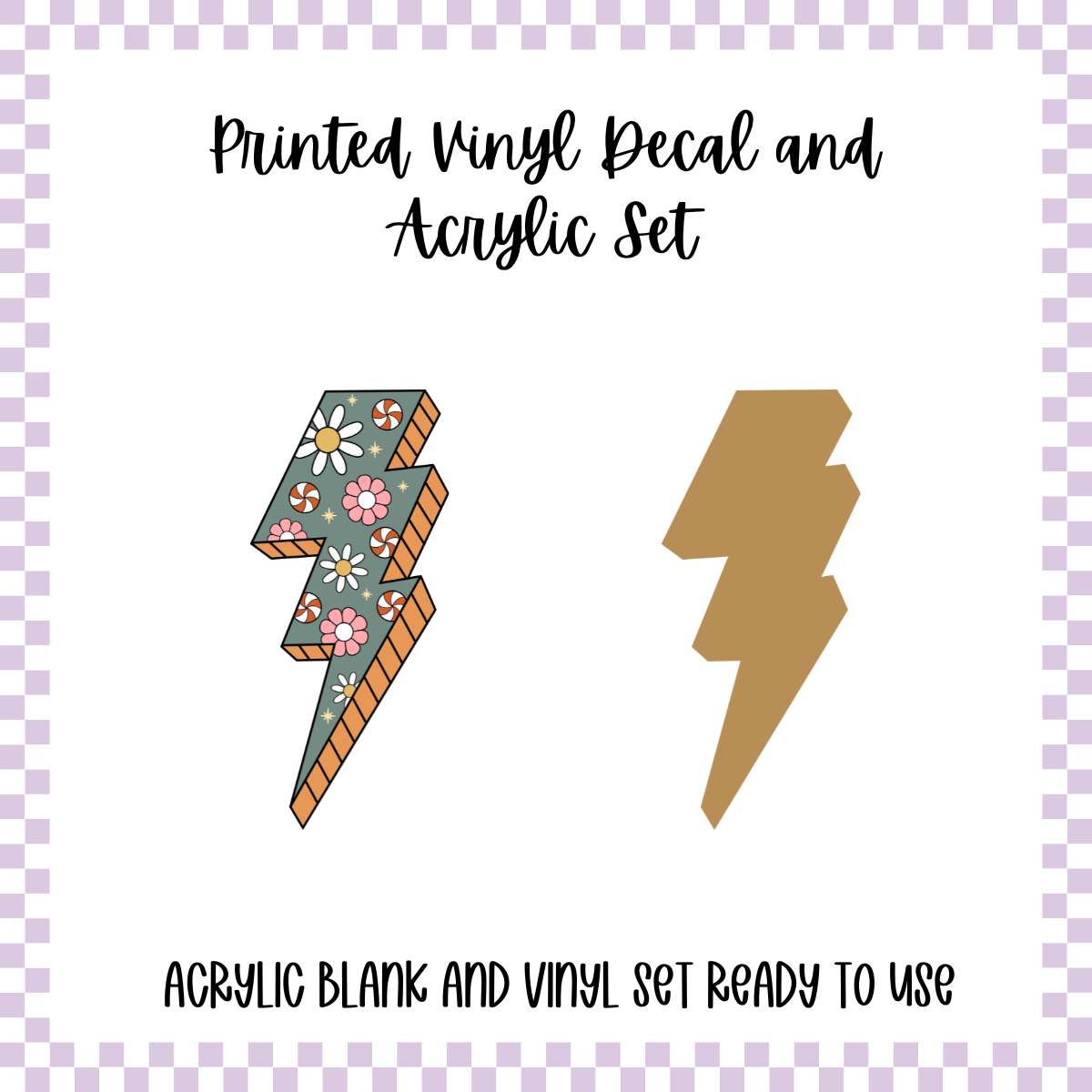 Printed Vinyl and Acrylic Set - Retro Chritmas Lightening Bolt