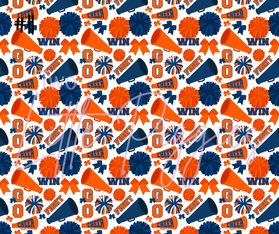 Printed Vinyl - Cheer - Navy and Orange