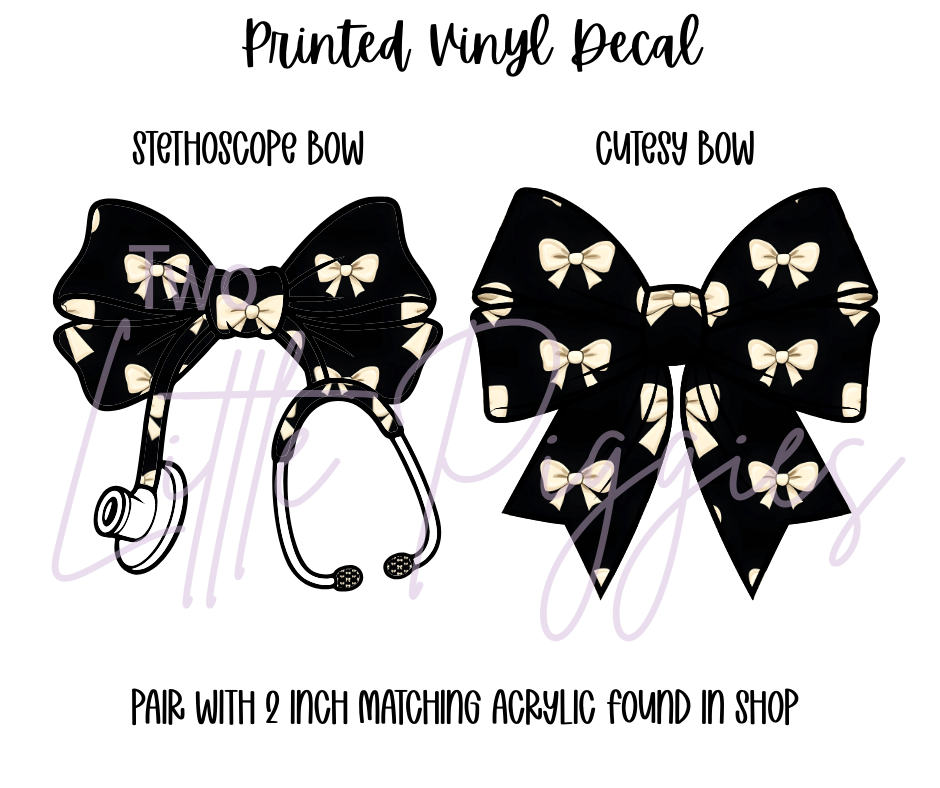 Printed Vinyl - Black and White Bows