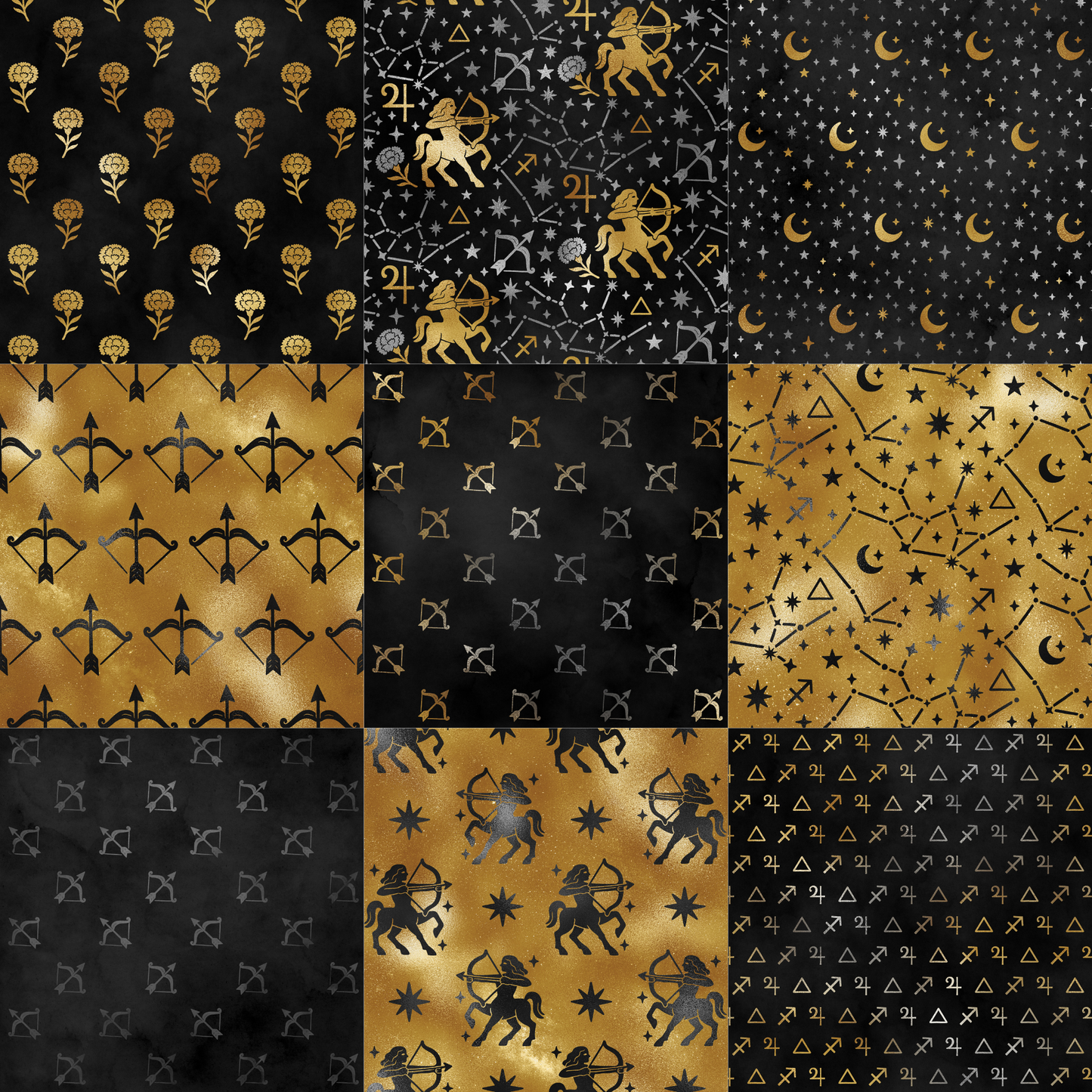 Printed Vinyl - Sagittarius - Black and Gold