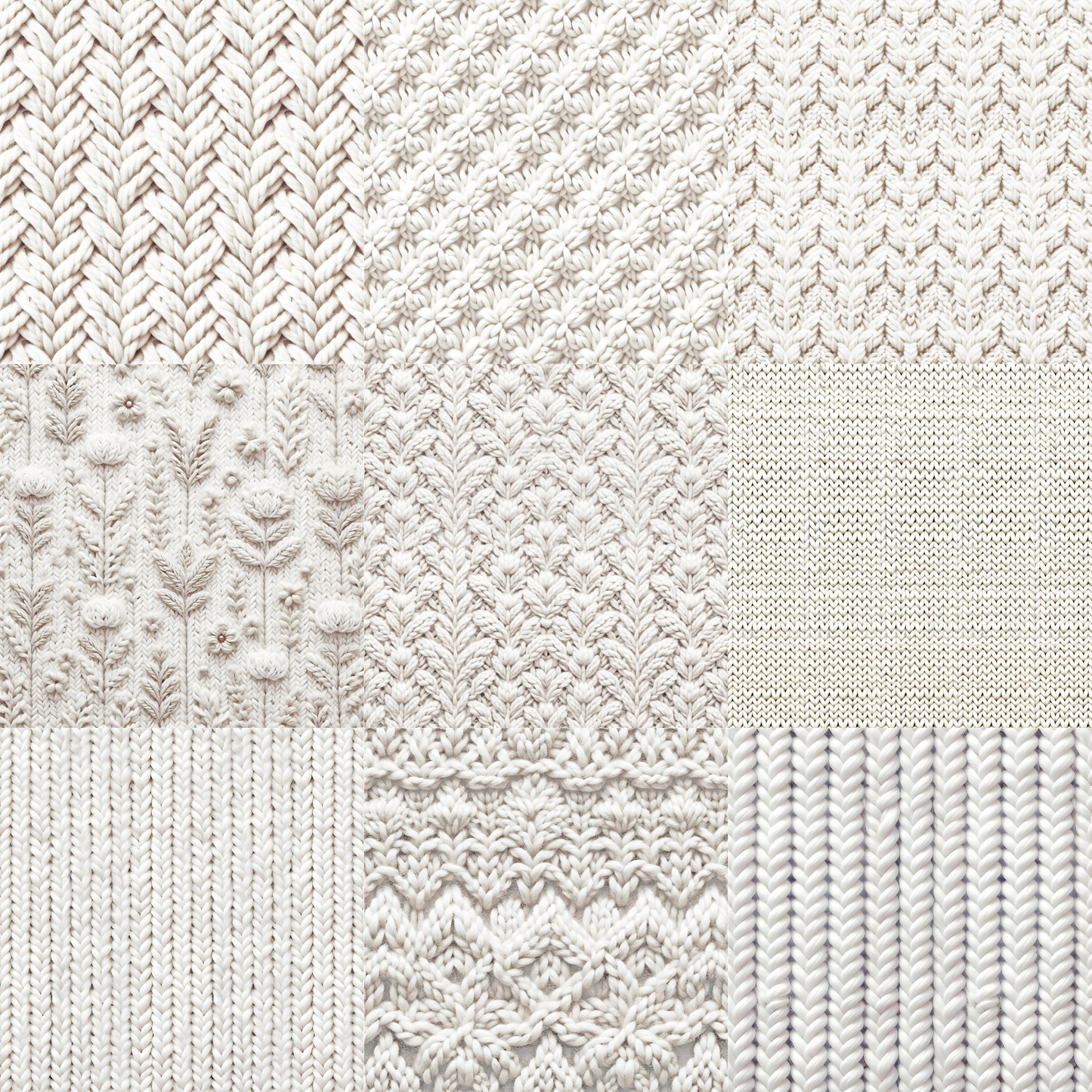 Printed Vinyl - White Knit Texture