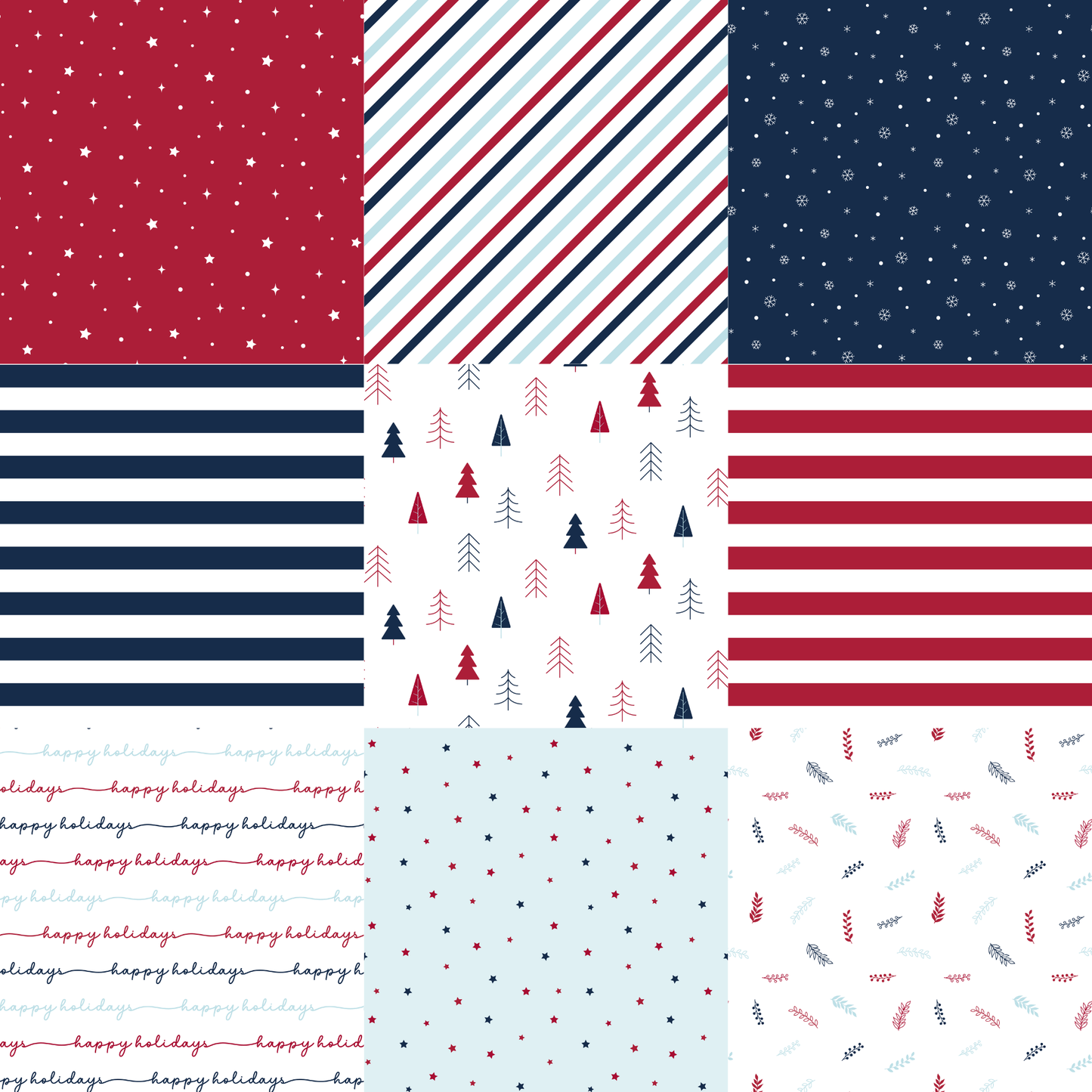 Printed Vinyl - Christmas - Navy and Berry
