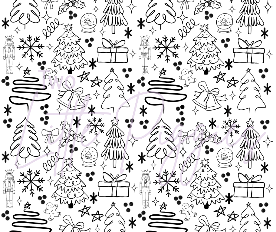Printed Vinyl - Sassy Exclusive - Christmas Doodle
