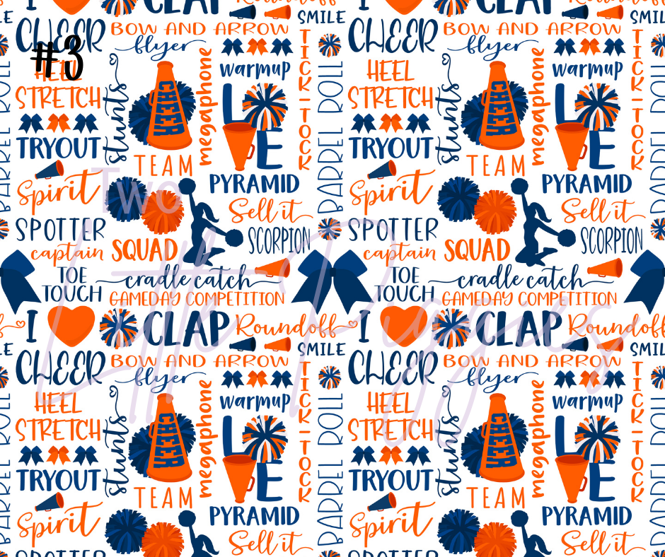Printed Vinyl - Cheer - Navy and Orange