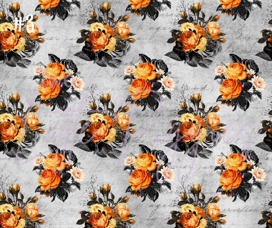 Printed Vinyl - Halloween Floral Collection