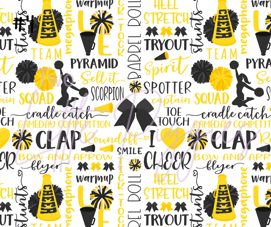 Printed Vinyl - Cheer - Yellow and Black