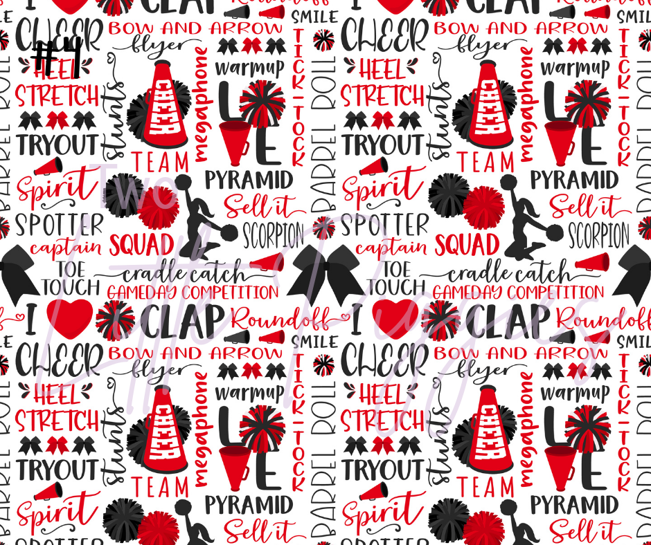 Printed Vinyl - Cheer - Red and Black