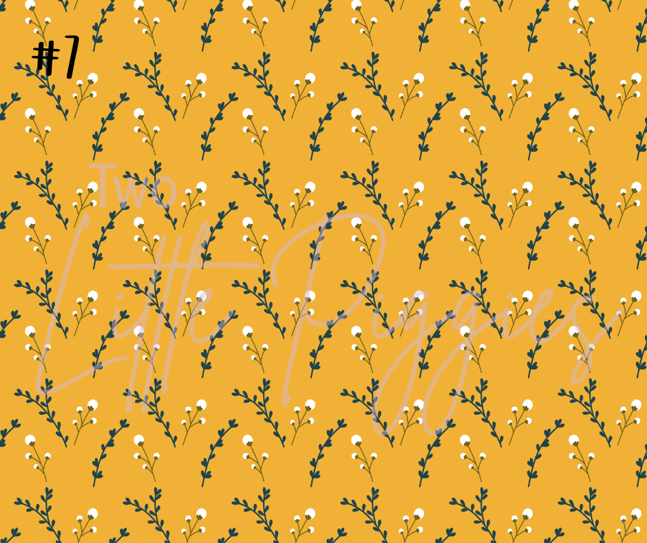 Printed Vinyl - Blue Mustard Floral
