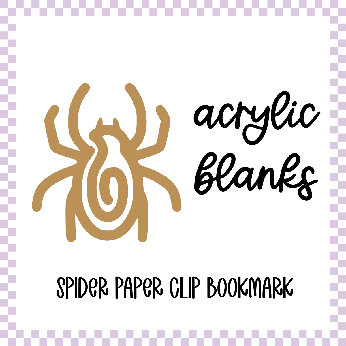 Acrylic Blank - Spider Paper Clip Bookmark (3pc)