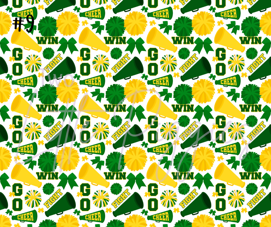 Printed Vinyl - Cheer - Green and Yellow