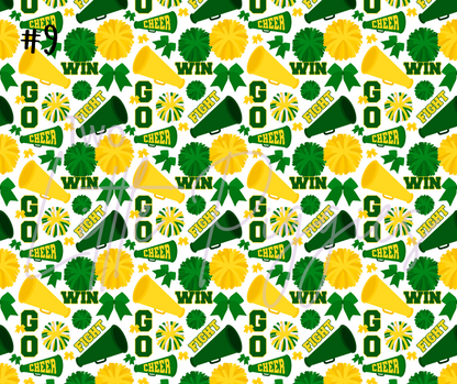 Printed Vinyl - Cheer - Green and Yellow