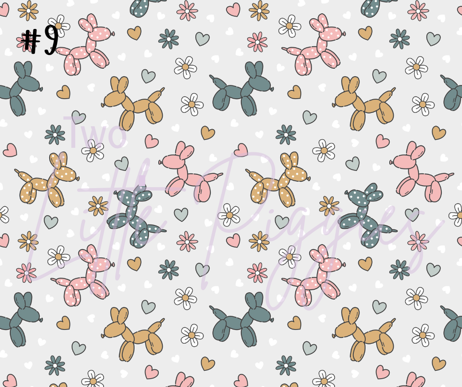 Printed Vinyl - Retro Balloon Dog - Teal