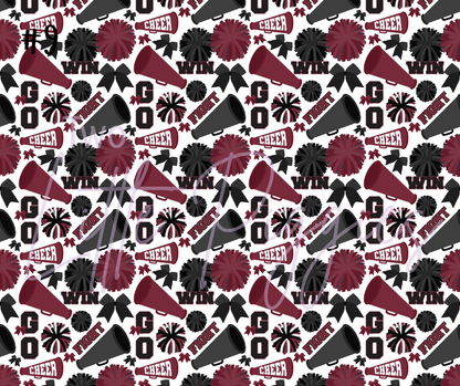 Printed Vinyl - Cheer - Burgundy, White and Black