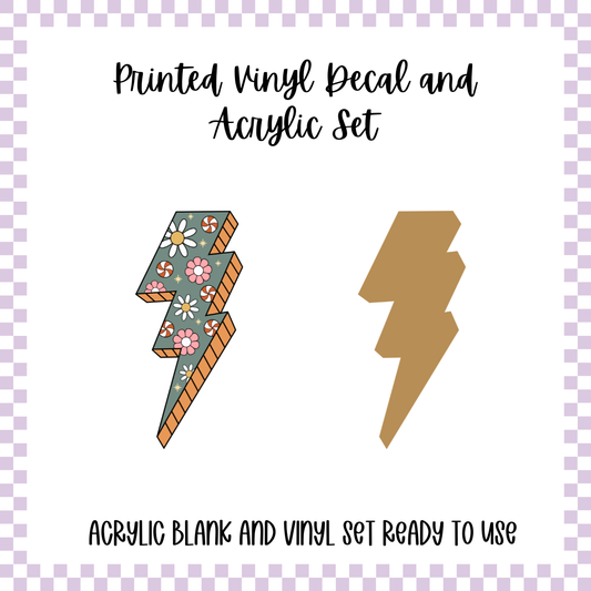 Printed Vinyl and Acrylic Set - Retro Chritmas Lightening Bolt