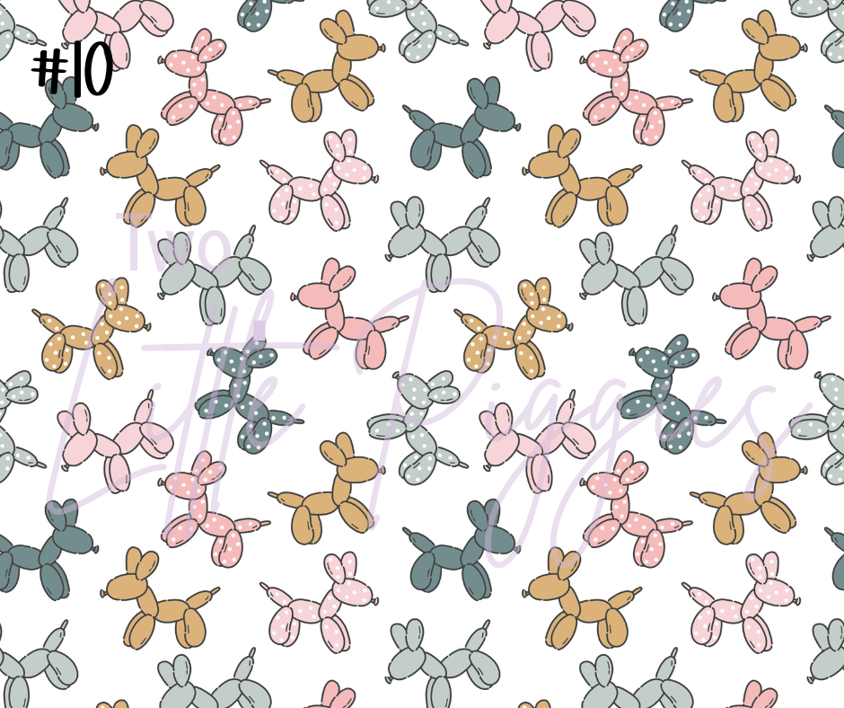 Printed Vinyl - Retro Balloon Dog - Teal