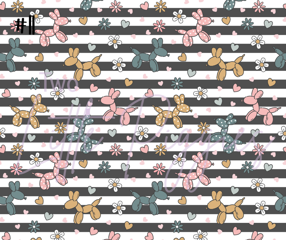 Printed Vinyl - Retro Balloon Dog - Teal