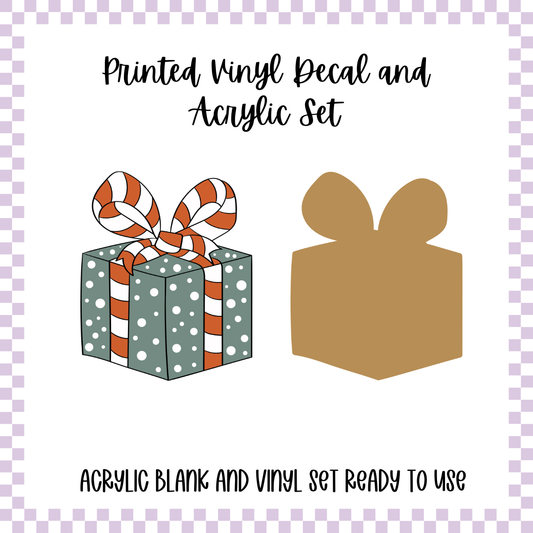 Printed Vinyl and Acrylic Set - Retro Christmas Present