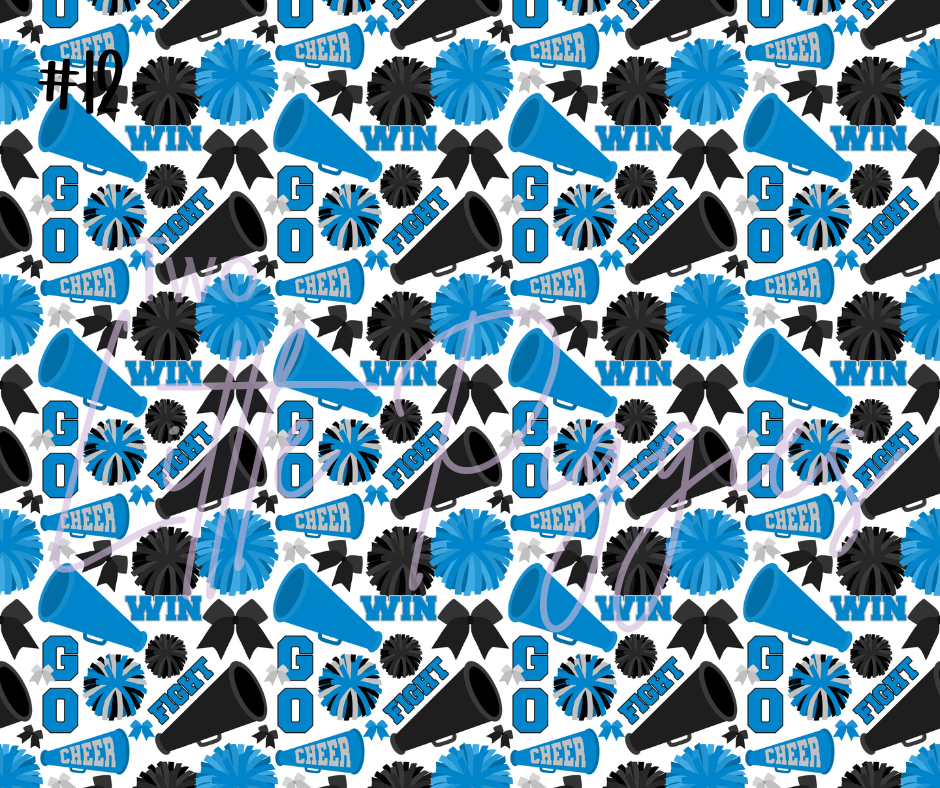 Printed Vinyl - Cheer - Blue and Gray