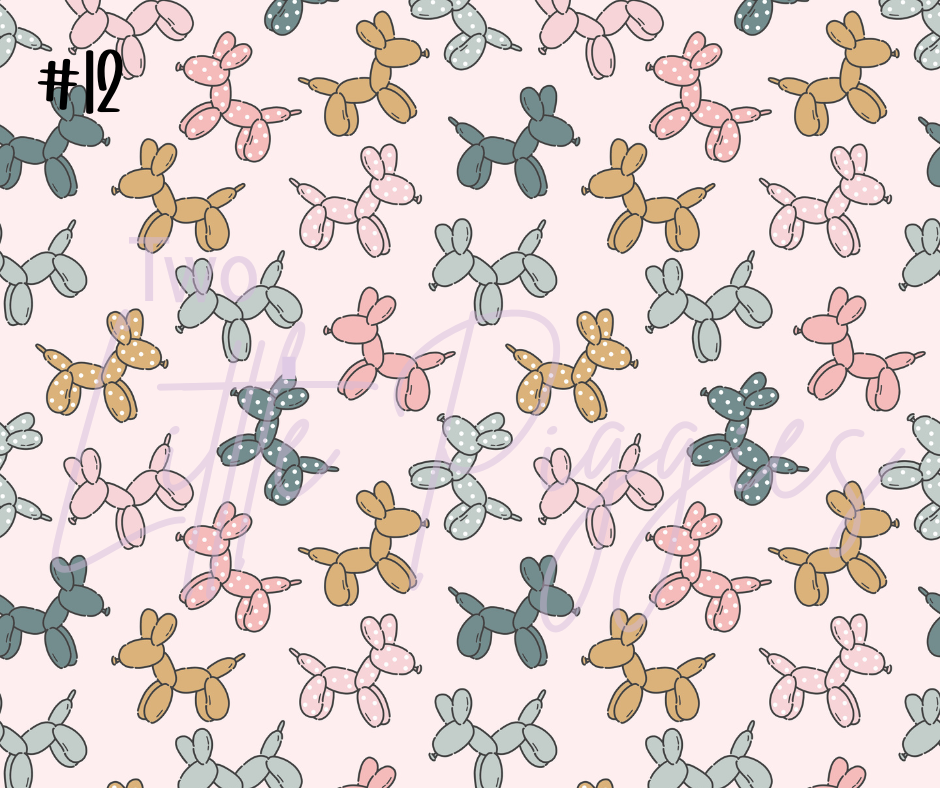 Printed Vinyl - Retro Balloon Dog - Teal