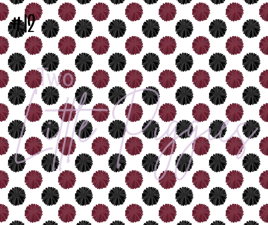 Printed Vinyl - Cheer - Burgundy, White and Black