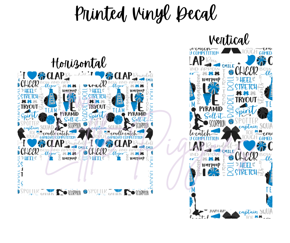 Printed Vinyl - Cheer - Blue and Gray