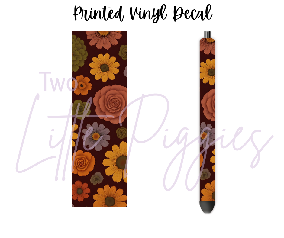 Printed Vinyl - Burgundy Fall Floral