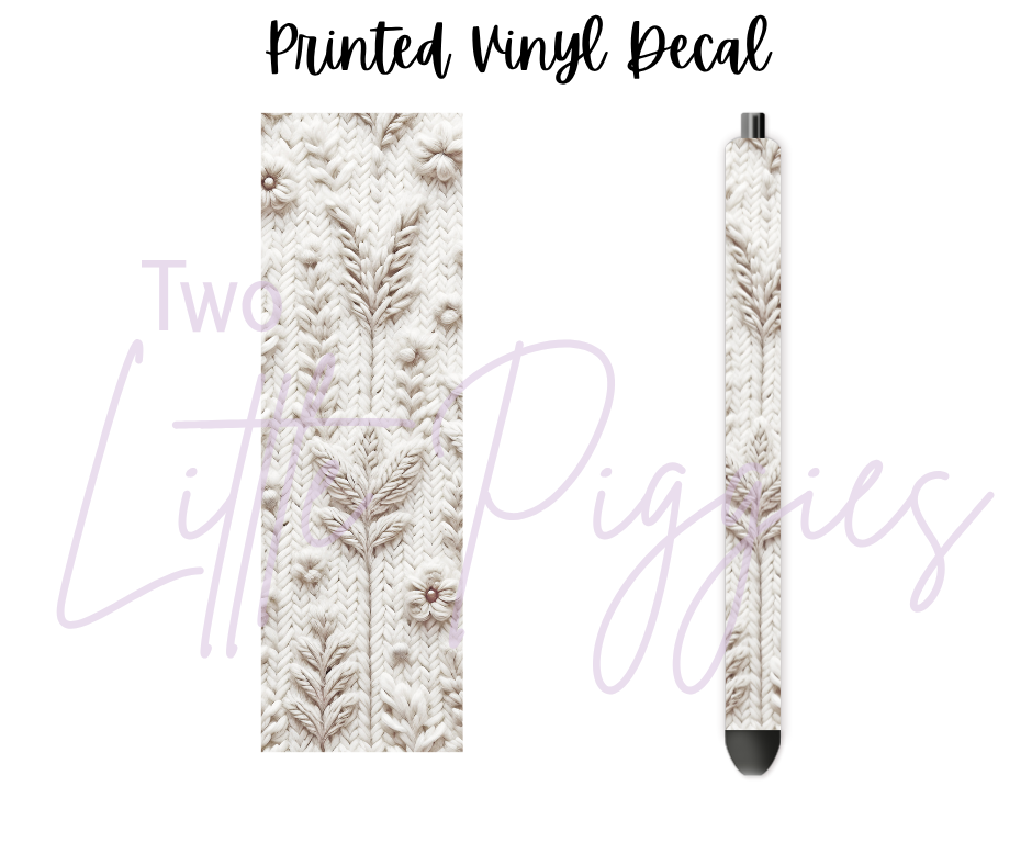 Printed Vinyl - White Knit Texture