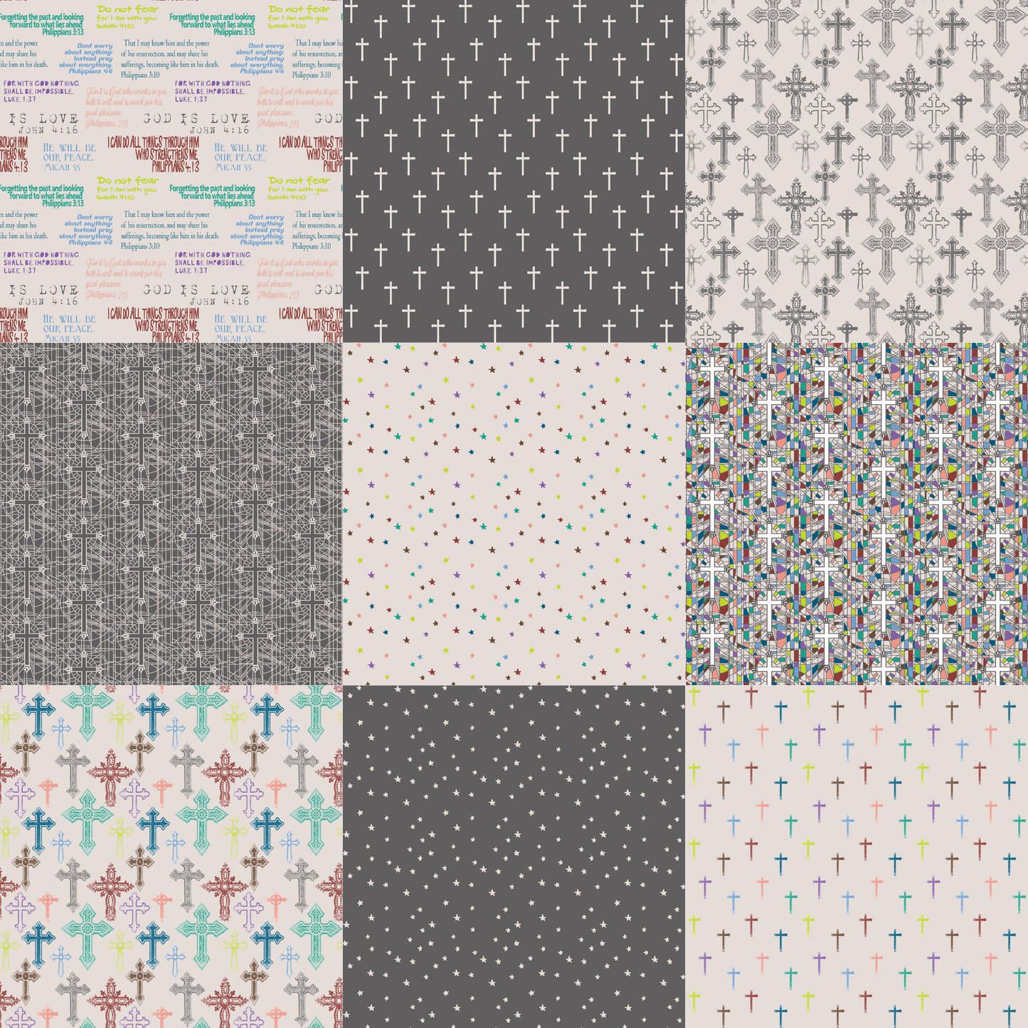 Printed Vinyl - Colorful Crosses