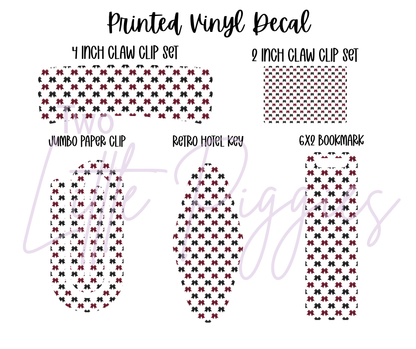 Printed Vinyl - Cheer - Burgundy, White and Black