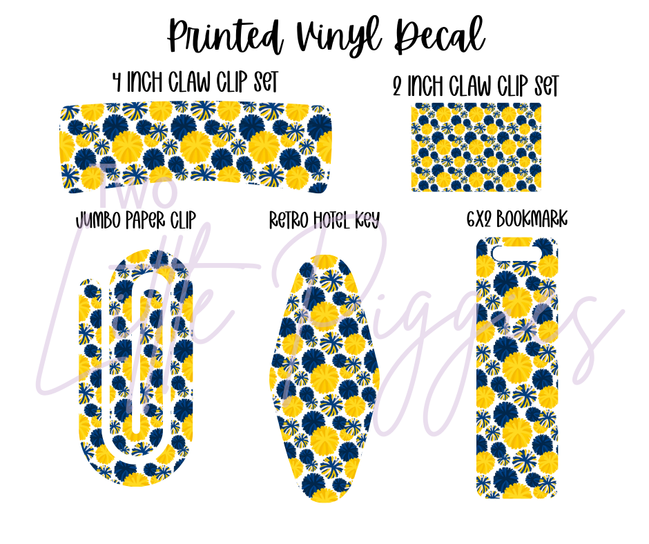Printed Vinyl - Cheer - Blue and Yellow