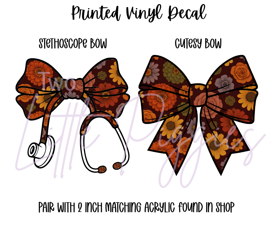 Printed Vinyl - Burgundy Fall Floral