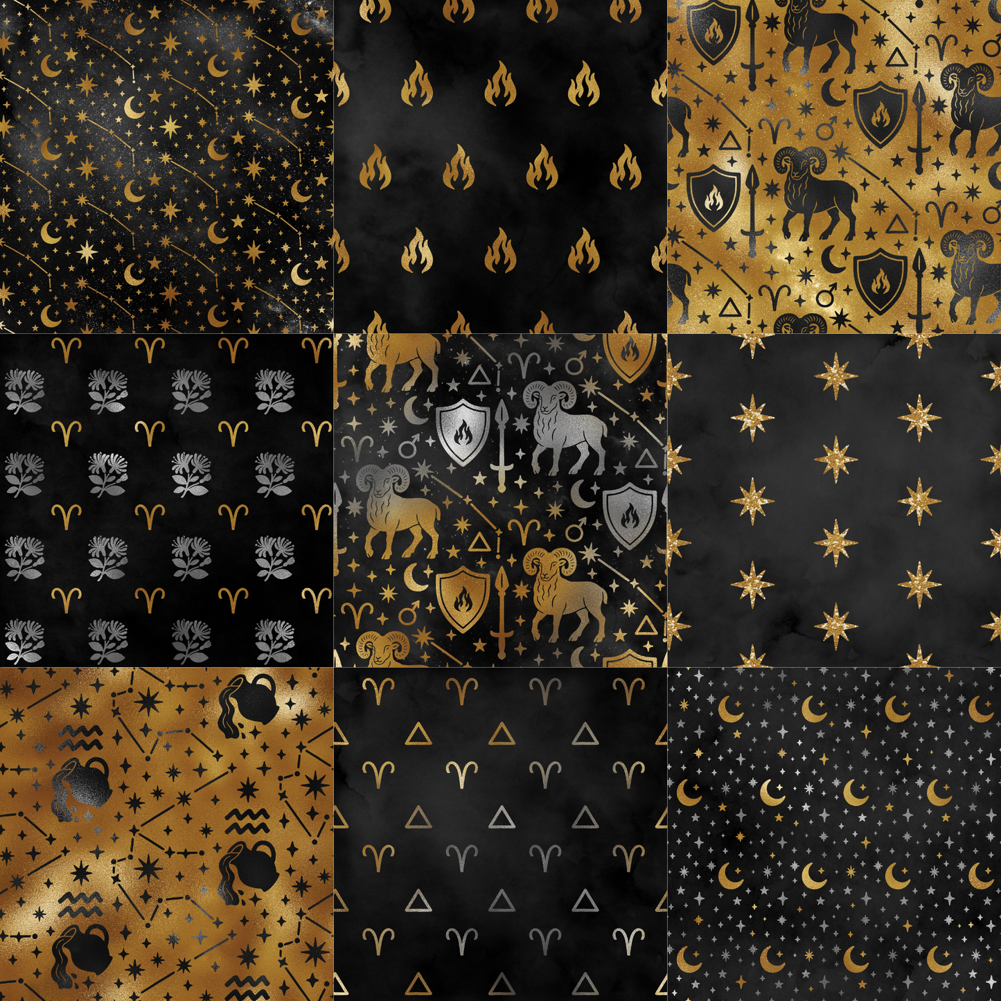 Printed Vinyl - Aries - Black and Gold