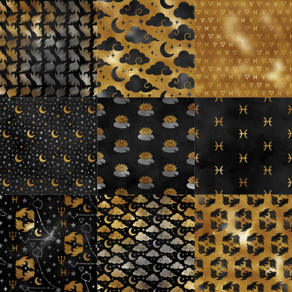 Printed Vinyl - Pisces - Black and Gold
