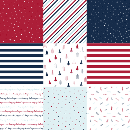 Printed Vinyl - Christmas - Navy and Berry