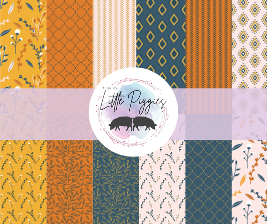 Printed Vinyl - Blue Mustard Floral