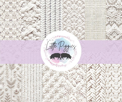 Printed Vinyl - White Knit Texture