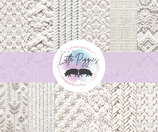 Printed Vinyl - White Knit Texture