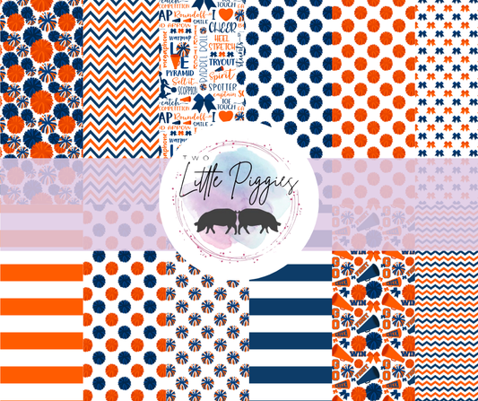 Printed Vinyl - Cheer - Navy and Orange