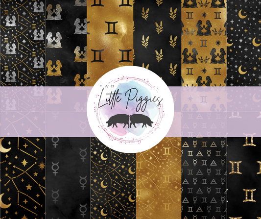 Printed Vinyl - Gemini - Black and Gold