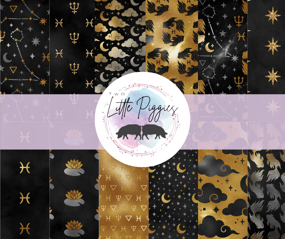 Printed Vinyl - Pisces - Black and Gold