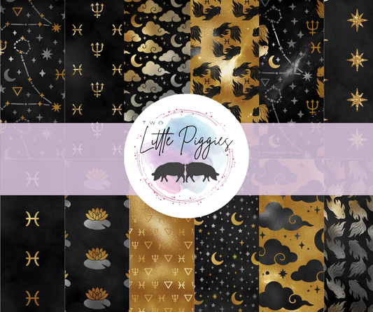 Printed Vinyl - Pisces - Black and Gold