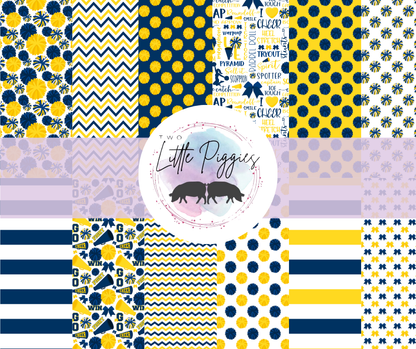 Printed Vinyl - Cheer - Blue and Yellow