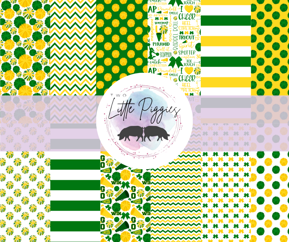 Printed Vinyl - Cheer - Green and Yellow