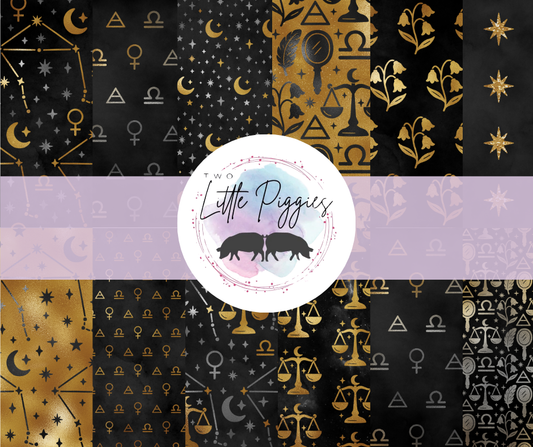 Printed Vinyl - Libra - Black and Gold