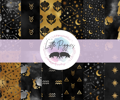 Printed Vinyl - Aquarius - Black and Gold