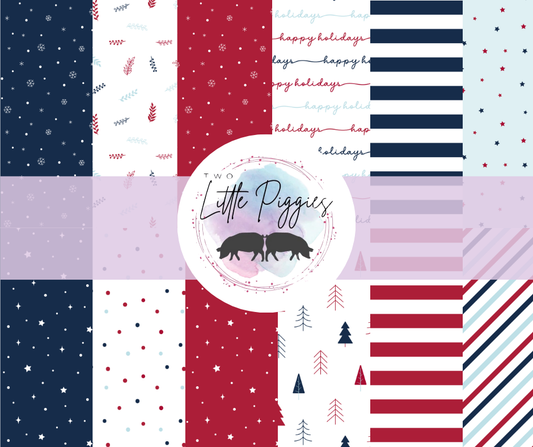 Printed Vinyl - Christmas - Navy and Berry
