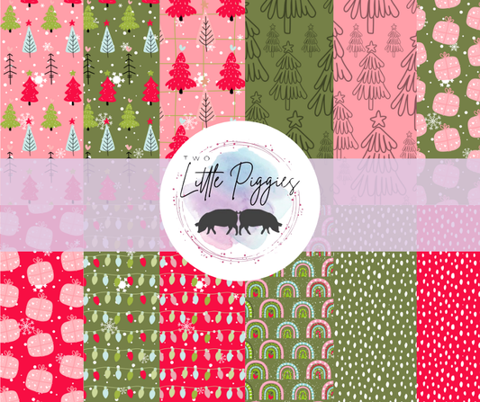 Printed Vinyl - Retro Pink Christmas