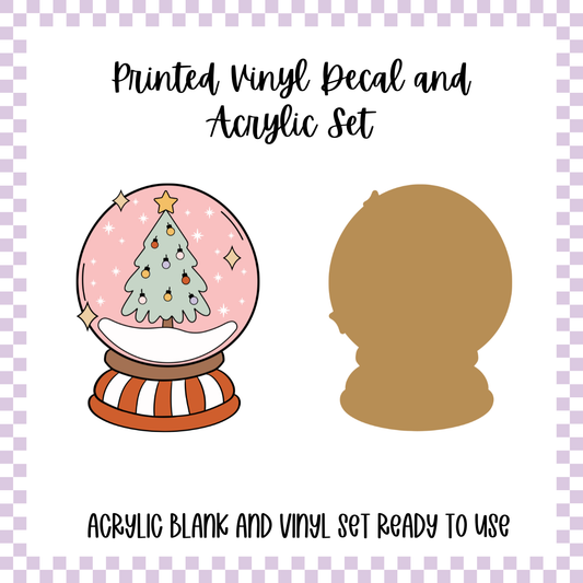 Printed Vinyl and Acrylic Set - Retro Christmas Snow Globe