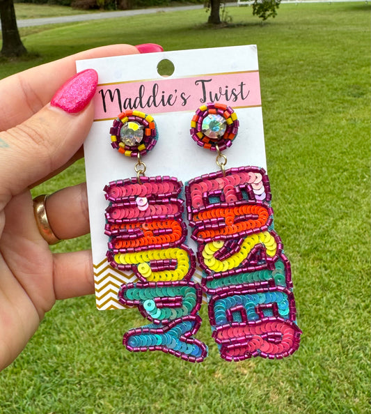 Beaded and Sequin Easter Earrings